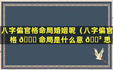 八字偏官格命局婚姻呢（八字偏官格 🐎 命局是什么意 🌳 思）